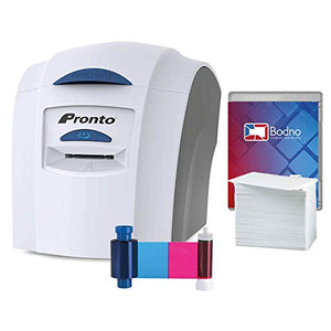 Magicard Pronto ID Card Printer & Complete Supplies Package with Bodno ID Software - Silver Edition