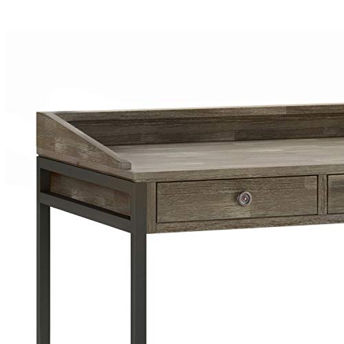 SIMPLIHOME Ralston SOLID WOOD and Metal Modern Industrial 60 inch Wide Home Office Desk, Writing Table, Workstation, Study Table Furniture in Distressed Grey with 2 Drawerss