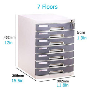 Bxwjg Flat File Cabinet Storage with Lock Drawer, 7 Tier Medicine Safe Deposit Box