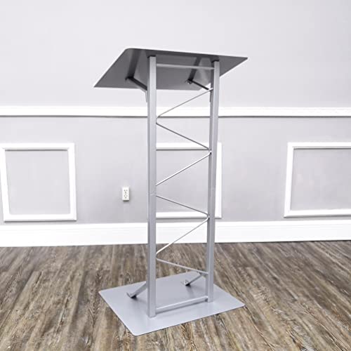 FixtureDisplays 25" Single Truss Podium - Silver Lectern Pulpit