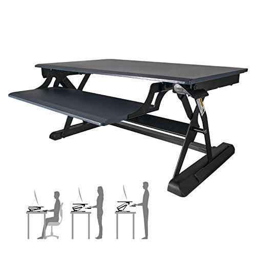 Heyesk Height Adjustable Standing Desk Converter Riser-Portable Desktop 37" Stand Up Workstation(Grey)
