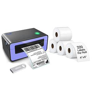POLONO Label Printer - 150mm/s 4x6 Thermal Label Printer, POLONO 4''×6'' Direct Thermal Shipping Label, 220 Labels×4 Roll, Compatible with Amazon, Ebay, Etsy, Shopify and FedEx