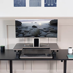 VIVO Height Adjustable Stand Up Desk Converter, V Series, Gray Top, Black Frame
