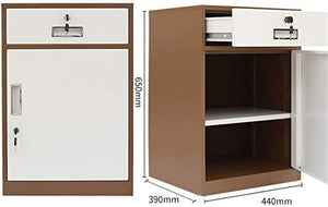 SHABOZ Desktop File Cabinet with Anti-Theft Lock, Steel Plate Drawer Storage Cabinet (Brown, 65x44x39cm)