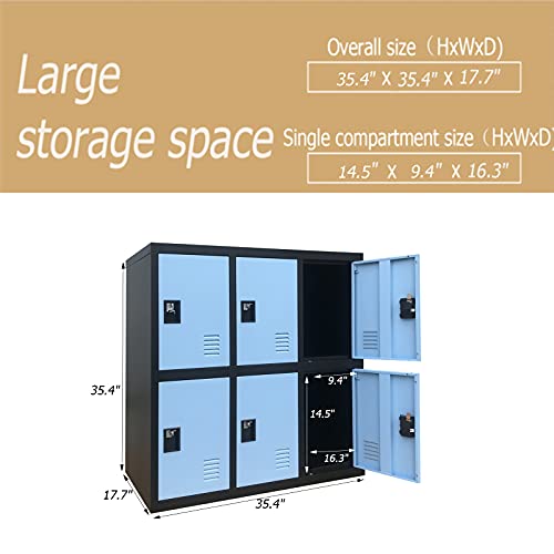 MECOLOR-Metal Kids Locker for Girls Bedroom and Playroom Storage for Clothes,Bags,Toys and Book (Blue, W6D-Padlock)