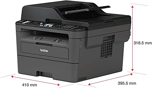 Brother Monochrome Laser Printer MFC-L2710DW, Compact All-in One Printer, Multifunction Printer, MFCL2710DW, Wireless Networking and Duplex Printing + Ethernet Cable Bundle