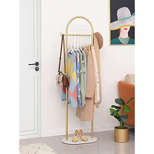 BinOxy Freestanding Coat Rack Floor Lamp - Marble Hanging Bag Shelf Gold Black Coat Stand