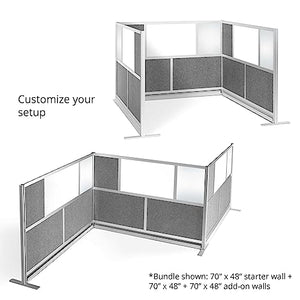 S Stand Up Desk Store Workflow Modular Wall Bundle | Expandable Office Partition System with Whiteboard, Acrylic & Sound Absorbent Panels | (3) 70in x 48in Walls