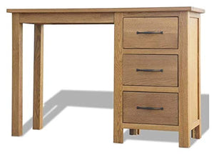 Yyl Desk with 3 Drawers | Solid Oak Wood Computer Desk | Home Office Desk Workstation 106x40x75 cm