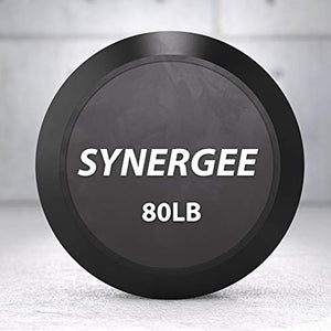 Synergee Fixed 80LB Barbell - Pre Weighted Straight Steel Bar with Rubber Weights - Fixed Weight