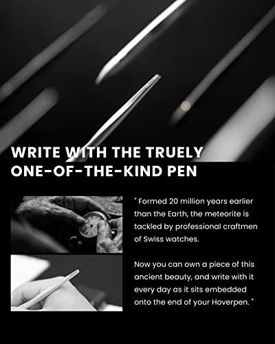 Novium Hoverpen 2.0 - Futuristic Luxury Pen, Professional Pen, Unique Aesthetic, Stunning Executive Pen Freely Suspended to Spin, Cool Gadgets, Modern Decor (Starlight Silver, Meteorite Embedded)