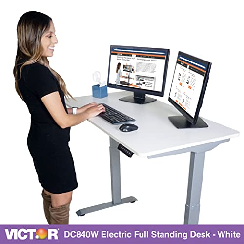 Victor DC830W 36x23.6 (3ft) Electric Sit-Stand Height Adjustable Compact Workstation, Quiet Motorized Standing Desk with Four Memory Function, Fast and Easy Assembly, Perfect for Home or Office, White