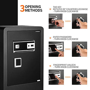 Home Security Safe, ENGiNDOT 2.05 Cubic Feet Large Safe with Quick Access Fingerprint Lock and Touch Screen Keypad, Built-in Secret Hidden Box, Variety of Locking Features Combination- 60B (15.8“ x 13.8” x 23“)