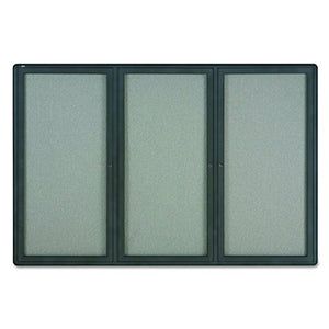 Quartet Enclosed Radius Fabric Bulletin Board, 6' x 4', 3 Door, Graphite Frame (2367L)