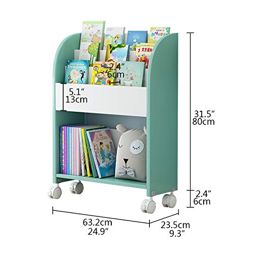 Zenglingliang Children's Adjustable Desktop Bookshelf with Wheel Casters - Yellow
