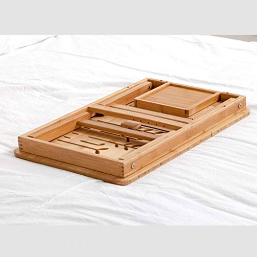 SFFZY Foldable Laptop Table, Bamboo Large Foldable Laptop Notebook Stand Desk with Height Adjustable Legs Drawer