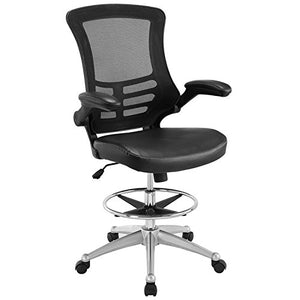 Home Square 2 Piece Office Set with Writing Desk in Cherry and Mesh Drafting Chair in Black