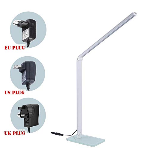 48 LED Eye Care Table Lamp, Desk Reading Light, Lighting LED, Night Lamp Lights, Toughened Glass, Dimmable, Adjustable, Flexible, Aluminum and PVC Material (White)