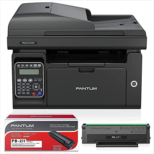 Fax Printer All in One Laser Printer Scanner Copier Fax WiFi Wireless Printer Black and White Printer Pantum M6602NW, Pantum PB-211 Toner Cartridge Standard Yield 1500 Pages