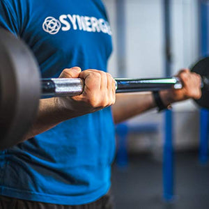 Synergee Fixed 80LB Barbell - Pre Weighted Straight Steel Bar with Rubber Weights - Fixed Weight