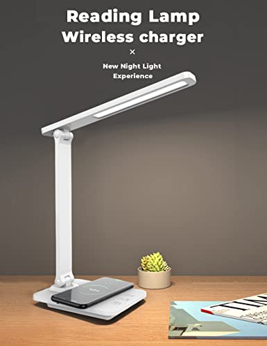 Table Lamp Charging Stepless Dimmable Touch Foldable Desk Lamp Reading Eye Protect Study Night Light (OneColor 10W)