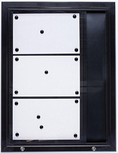 Weather Resistant, Magnetic Surface, Bulletin Board with Swing-Open Locking Door, Wall Mounted, Black Finish Aluminum Frame, for Indoor Or Outdoor Use