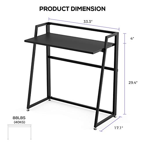 EUREKA ERGONOMIC Modern Folding Computer Desk Teen Student Dorm Study Desks 33-inch Fold up Desk, Easy to be Folded or Unfolded for Writing, Laptop Working and Crafting, Fits Home Office, Black