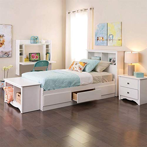 Tponi Wall Mounted Computer Table, Multi-Tiers of Storage Floating Desk, Wood Compact Home Office Desk, Laptop PC/Writing Study Table, Workstation with Shelves for Home, Office, Small Spaces(White)