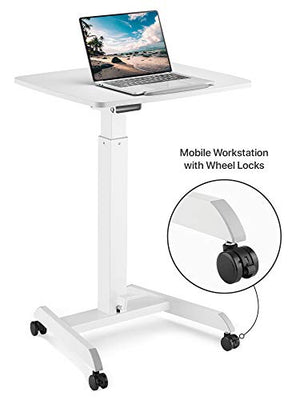 OCOMMO Height Adjustable Tilt Desk Mobile Lectern Laptop Workstation White