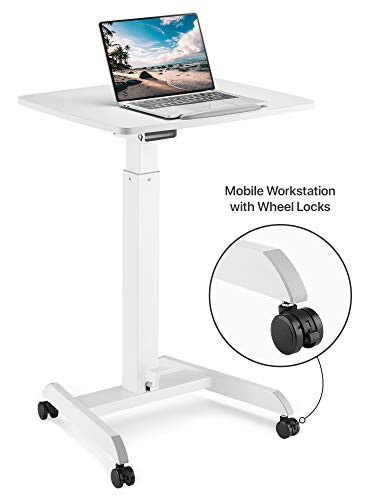 OCOMMO Height Adjustable Tilt Desk Mobile Lectern Laptop Workstation White