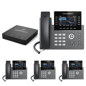MM MISSION MACHINES Business Phone System G400 Bundle: Grandstream 2615 Phones + Server + Free 1 Year Phone Service (4 Phone Bundle)