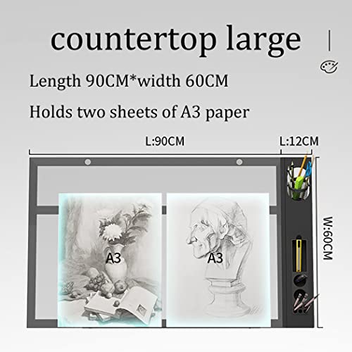 FLaig Artist Drafting Table with Tempered Glass Top and Storage Drawers