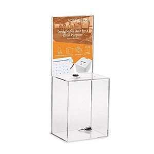 Source One Premium Tall Donation Box for Charity with 6.75″ x 8.5″ Sign Holder Available in Multiple Colors (8 Pack, Clear)