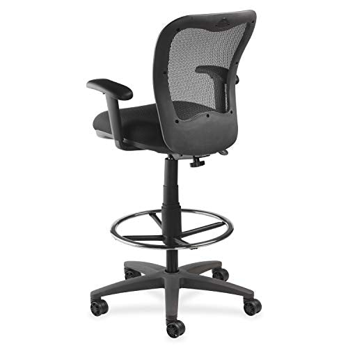 Lorell 25981 Mesh-Back Drafting Sitting Stool, 30" x 18" x 29", Black