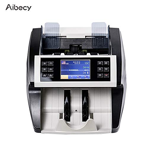 Aibecy Bill Counter Multi-Currency Cash Banknote Money Bill Automatic Counter Counting Machine with UV MG MT IR Counterfeit Detector Supports Mixed Value Counting Function for EURO/USD/GBP/AUD/JPY/KRW