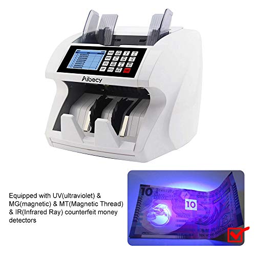 Aibecy Bill Counter Multi-Currency Mixed Denomination Count Automatic Counting Machine LCD Display with UV MG IR Counterfeit Detector Value Image Shows Usage and Common Problems