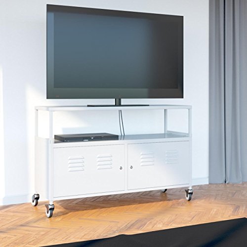 Tuscany Metal Lockable Storage File Cabinet With Rolling Casters , White (White)