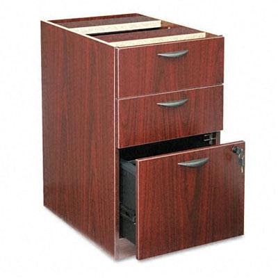 Basyx BL2162NN BL Laminate Three Drawer Pedestal File, 15 5/8w x 21 3/4d x 27 3/4h, Mahogany