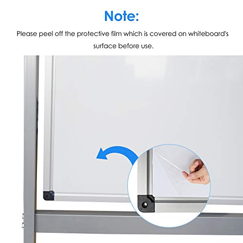 Magnetic Double Sided Mobile Dry Erase White Board with Rolling Stand on Wheels, 72 x 36 Inch, Large Standing Writing Reversible Whiteboard Easel with 4 Markers 1 Eraser 10 Magnets 1 Ruler