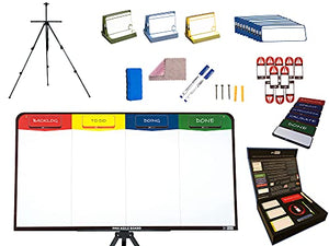 Scrum Board Kit, Kanban Board Kit, Full Combo Agile Kit by pmxboard. Full Kanban Board Magnetic, Scrum Whiteboard Set as Project Planning Board and Project Management Board. Premium Agile Toolset