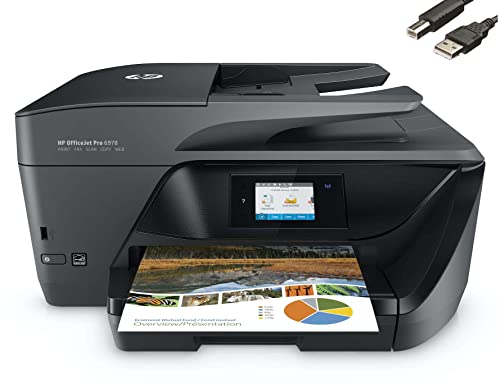 HP OfficeJet Pro Series All-in-One Wireless Printer, Print, Scan, Copy, Fax for Office,Up to 20 ppm Print Speed,Instant Ink Ready-2.65" CGD TouchscreenWorks with Alexa,with JAWFOAL Printer Cable