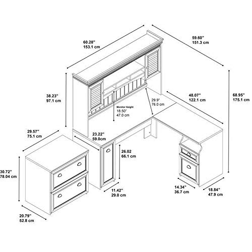3 Piece Office Set in Antique White-Home office furniture sets-Computer desk-Home office desks-Desk with drawers-Storage cabinet-Home office desk-Home office furniture set-Home office set furniture