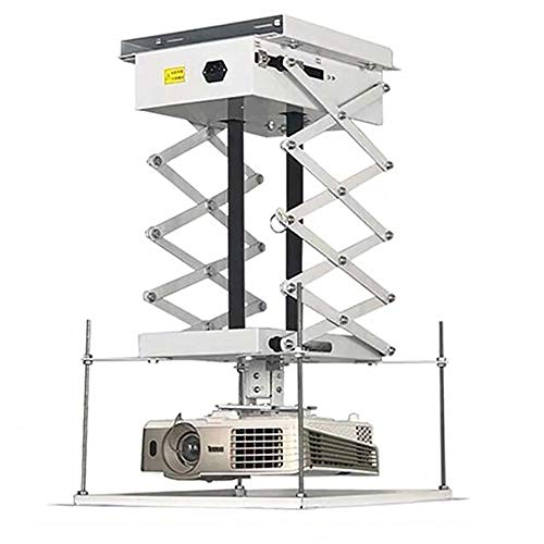 BAOSHISHAN 1.5M Electric Projector Bracket Motorized Lift Projector Hanger Ceiling Mount Remote Control 110V for Cinema Church School with Double Motors & Max Load 15kg