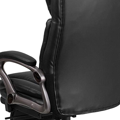 Flash Furniture High Back Black LeatherSoft Executive Reclining Ergonomic Swivel Office Chair with Outer Lumbar Cushion and Arms