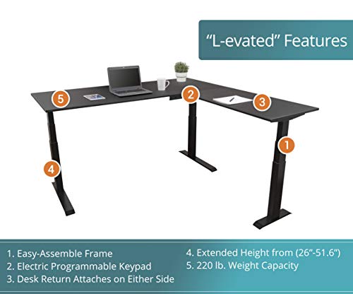 Triple Motor Electric L Shaped Desk/Standing Desk with EZ Assemble Frame | Assembles in Minutes | Extra Weight Capacity (71") (Black) (71" x 71", Black Frame/Black Top)