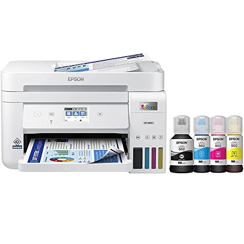 Epson EcoTank ET-4850 Wireless All-in-One Supertank Inkjet Color Printer, 4800x1200 dpi, 2.4" Touchscreen, Duplex Printing