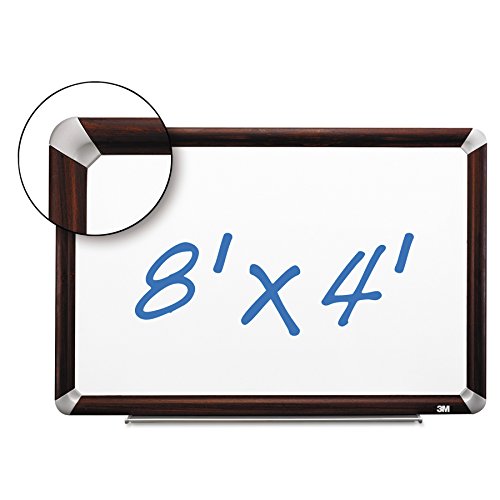 3M Porcelain Dry Erase Board, 96 x 48-Inches, Full Mahogany-Finish Frame