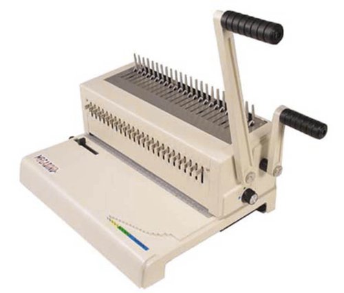 Akiles MegaBind-2 Punching and Binding Equipment with Built-in Wire Closer, Up to 25 Sheets Punching Capacity, 9/16" Pitch, Manual Punch, 14" (24 dies) Punching Length, All 24 Disengaging Dies