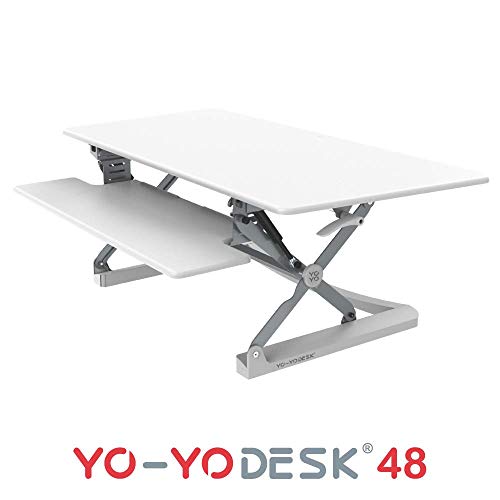 Yo-Yo DESK 48 - Best Selling Height-Adjustable Standing Desk. Superior sit-Stand Solution Suitable for All workstations and Standing Desk workplaces. (White, 48")