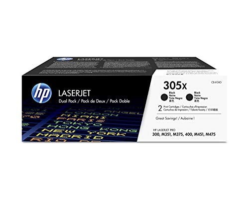 HP 305X | CE410XD | 2 Toner Cartridges | Black  | High Yield